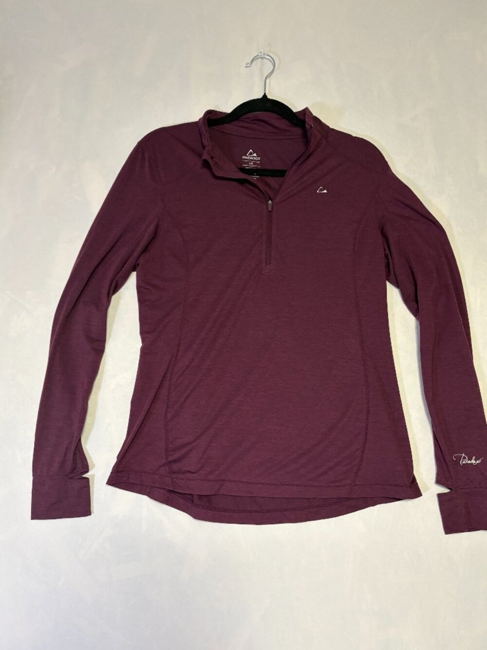 Paradox Women’s L Purple Merino Blend 1/4 Zip Long Sleeve Athletic Top